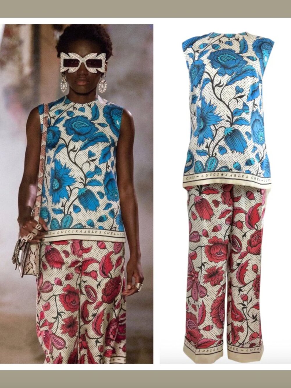 Gucci X Alessandro Michele 2019 Watercolor Twill Antoinette Poisson Silk Set